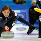 Eve Muirhead follows the sport’s tradition of skips looking impossibly stern as they throw. Photo: Mark Schiefelbein/AP